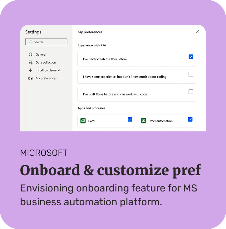 Onboard & customize user pref